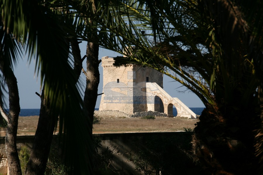 Luxury seafront villa for sale in Italy, Puglia, Salento: coastal tower view